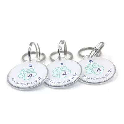 Індивідуальний QR Code Collar Anti-Lost NTAG213 Epoxy RFID NFC Pet Tag For Dog Cat